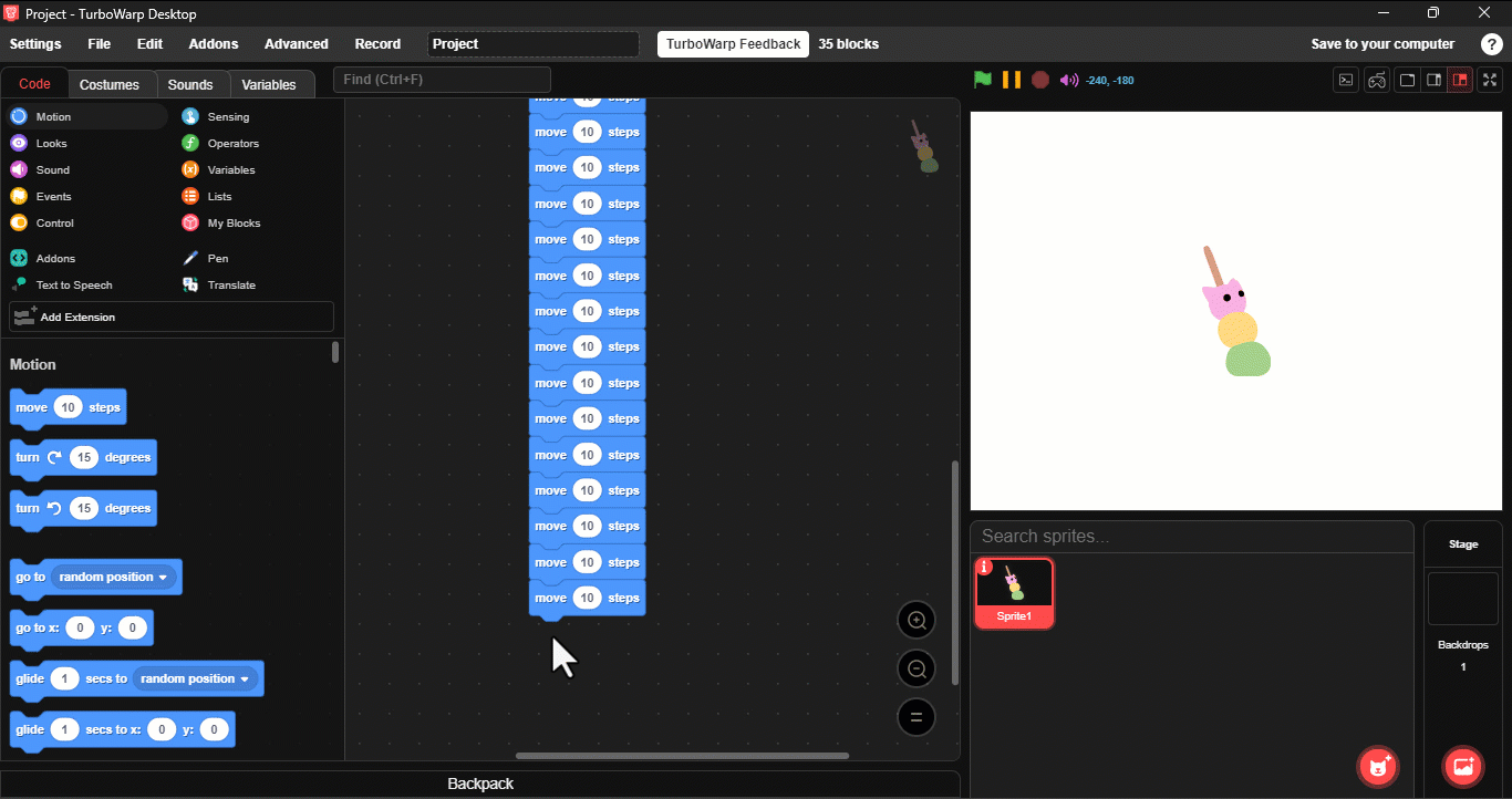 dragging millions of move blocks